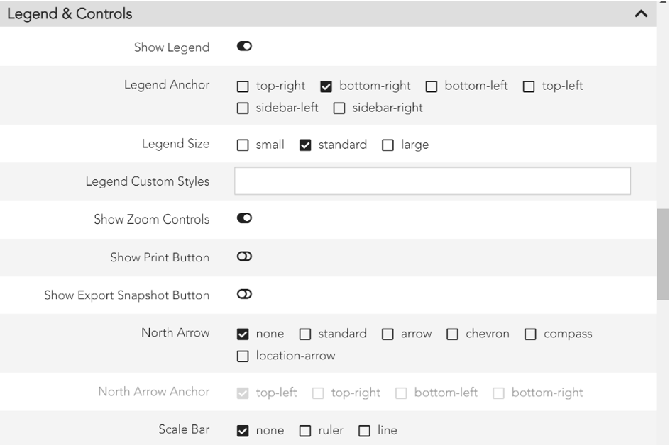 Screenshot of legend settings within Report Builder